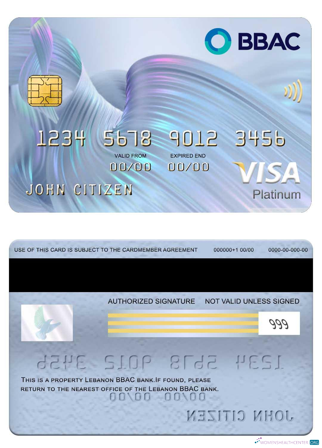 Professionelle Herunterladen Libanon BBAC Visa Platin Karte Photoshop Vorlage