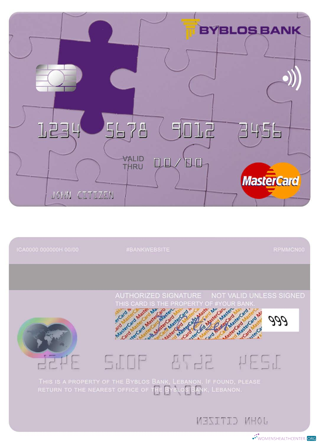Realistische Herunterladen Libanon Byblos Bank Mastercard Photoshop Vorlage