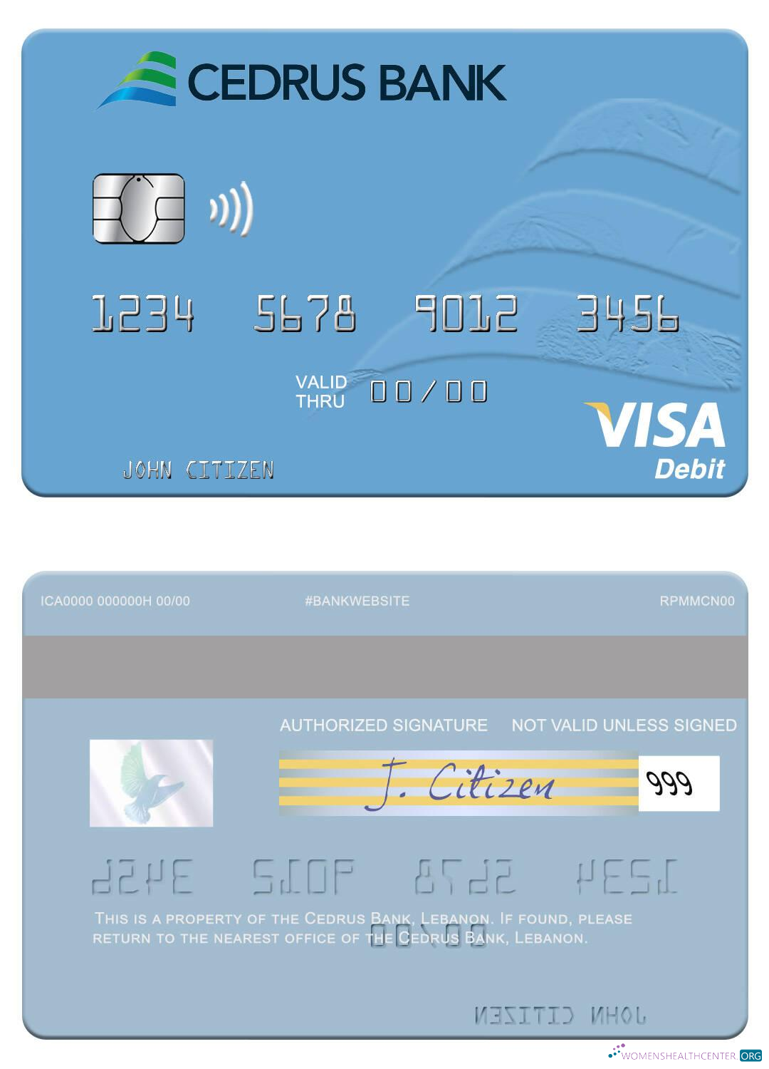 Hochwertige Herunterladen Libanon Cedrus Bank Visa Debit Karte Photoshop Vorlage