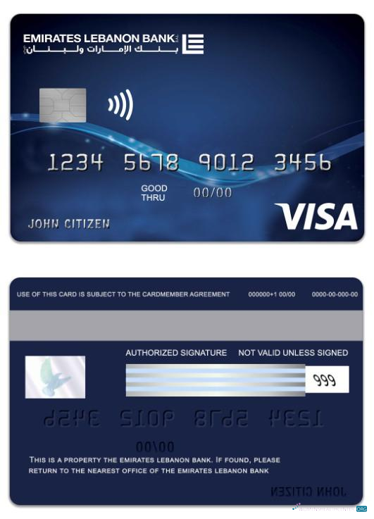 Premium Herunterladen Libanon Emirates Libanon Bank Visa Classic Charge Karte Photoshop Vorlage