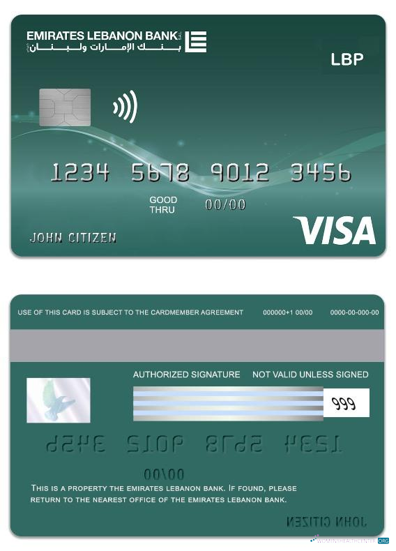 Professionelle Herunterladen Libanon Emirates Libanon Bank Visa Classic Debit Karte Photoshop Vorlage