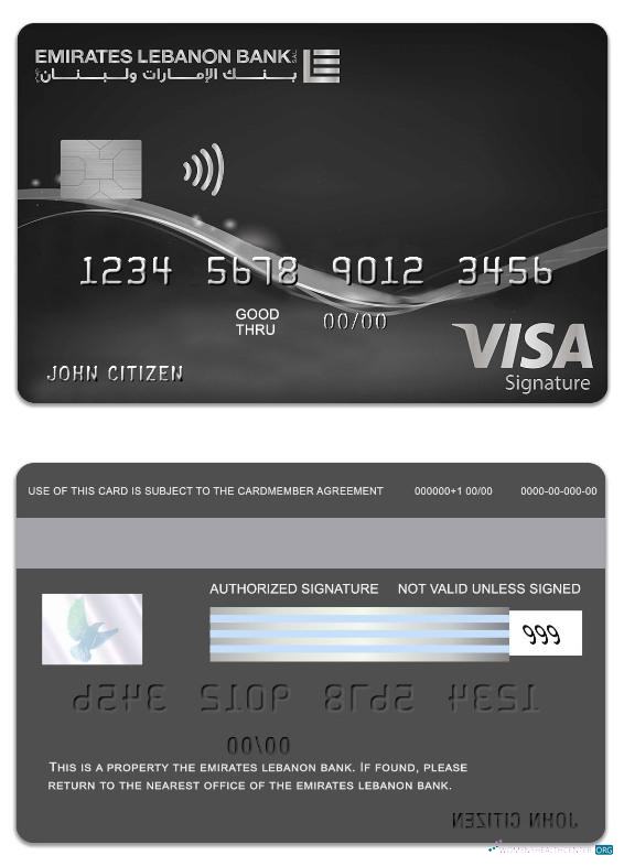 Realistische Herunterladen Libanon Emirates Libanon Bank Visa Signature Charge Karte Photoshop Vorlage