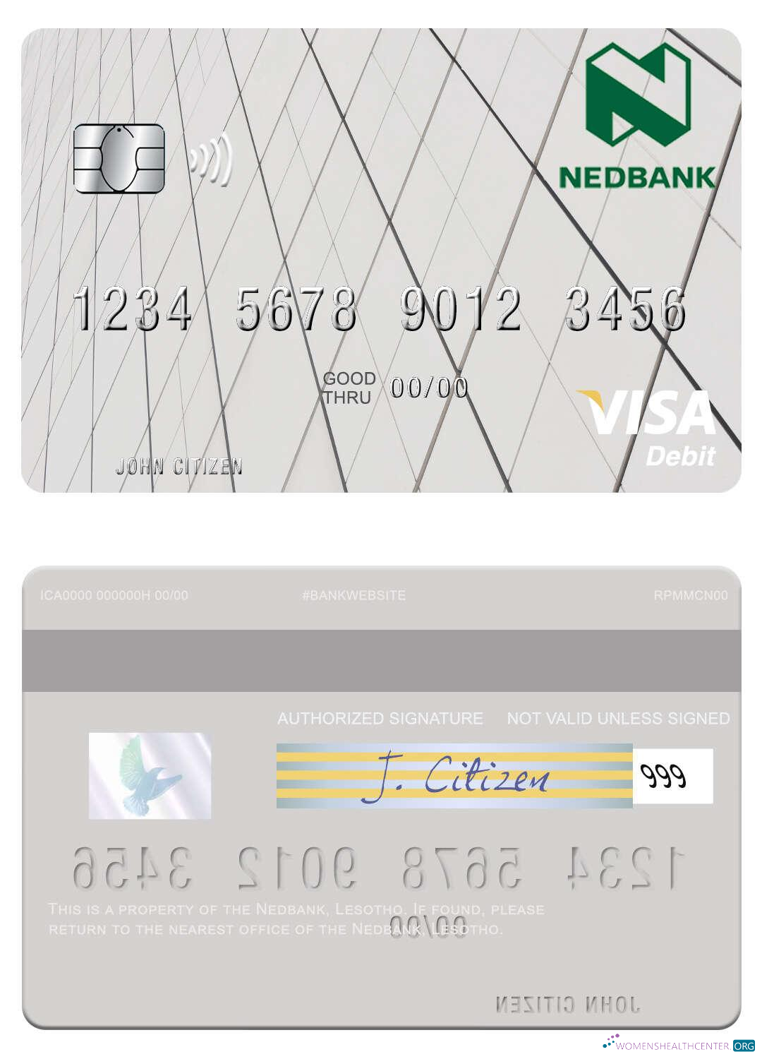Editierbare Herunterladen Lesotho Nedbank Visa Debit Karte Photoshop Vorlage