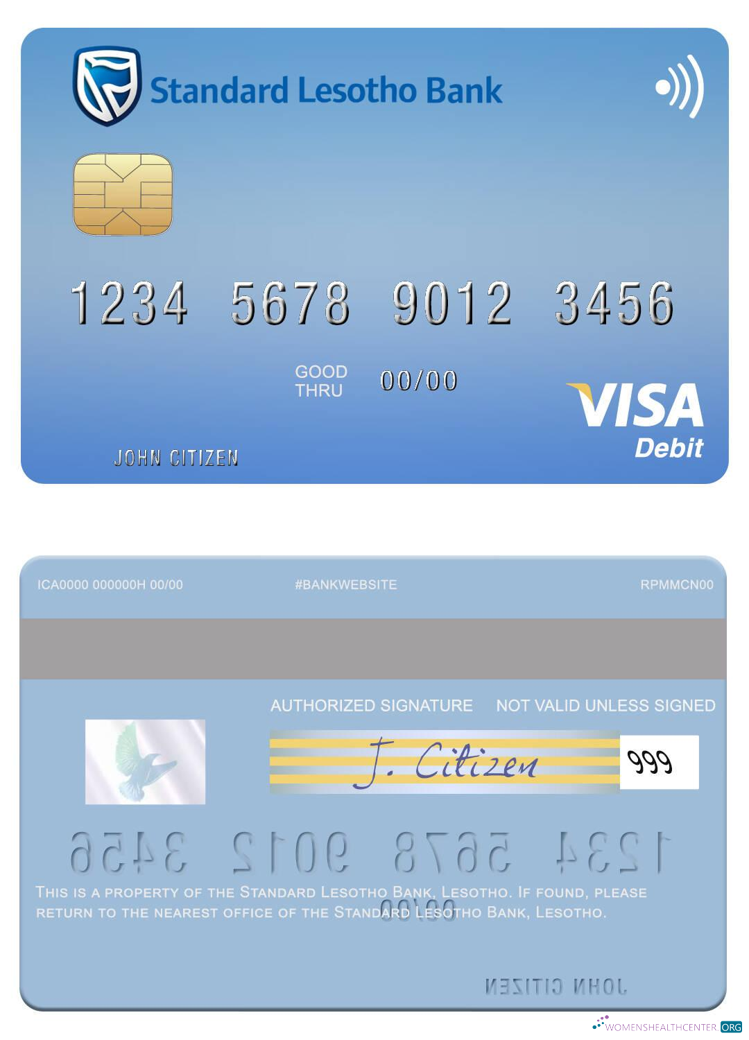 Hochwertige Herunterladen Lesotho Standard Lesotho Bank Visa Debit Karte Photoshop Vorlage