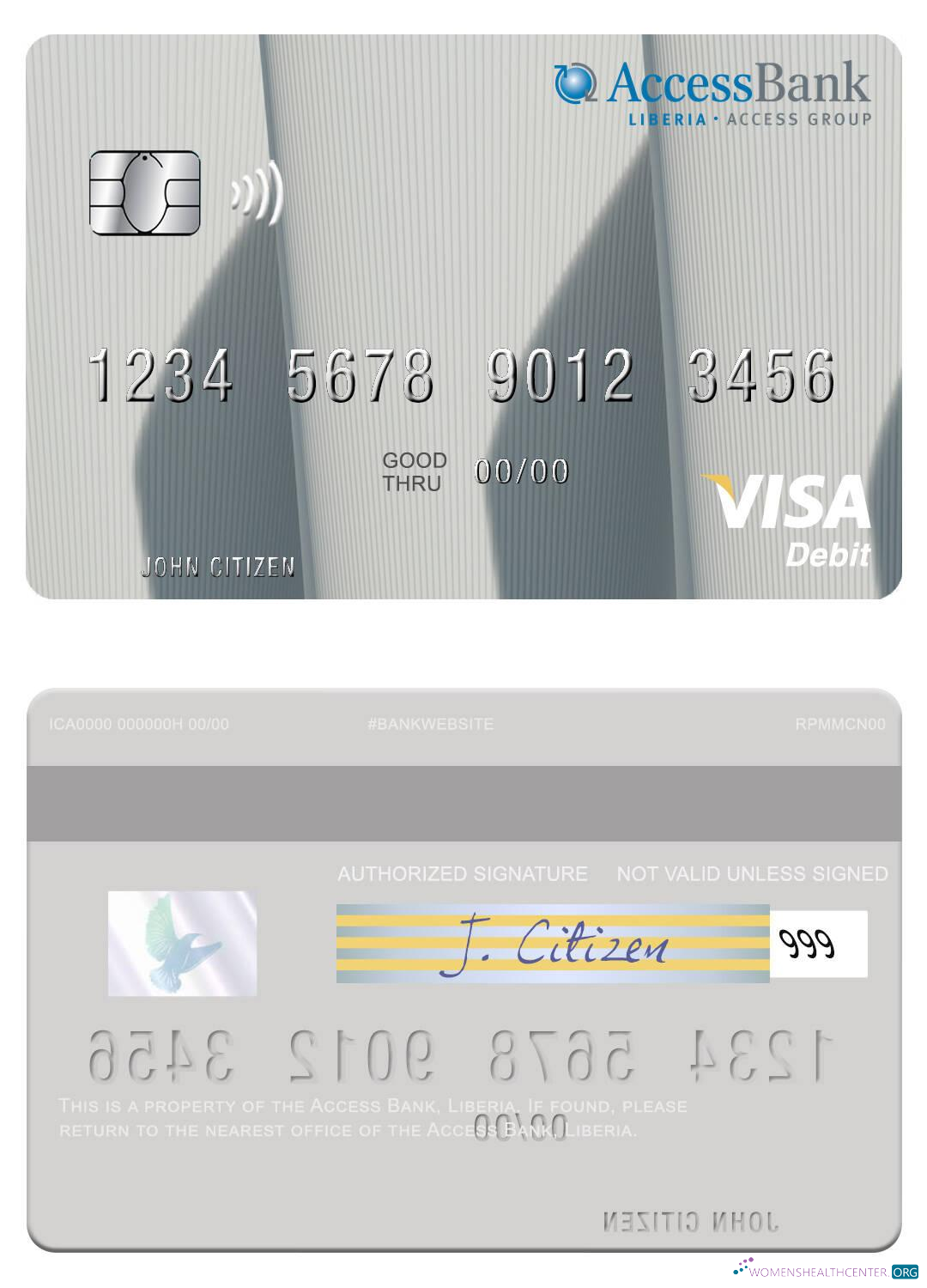 Editierbare Herunterladen Liberia Access Bank Visa Debit Karte Photoshop Vorlage