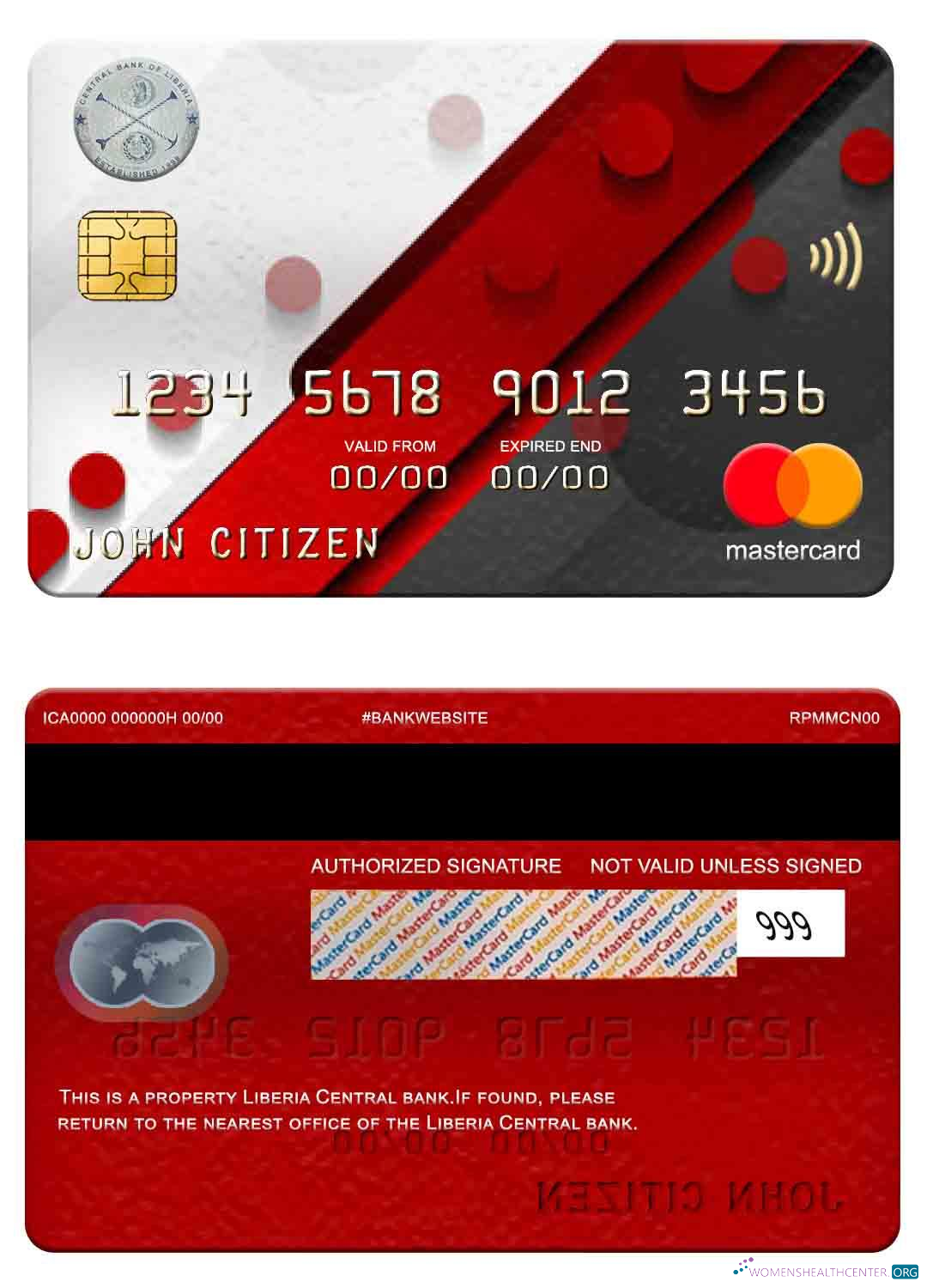 Hochwertige Herunterladen Liberia Zentral Bank Mastercard Photoshop Vorlage