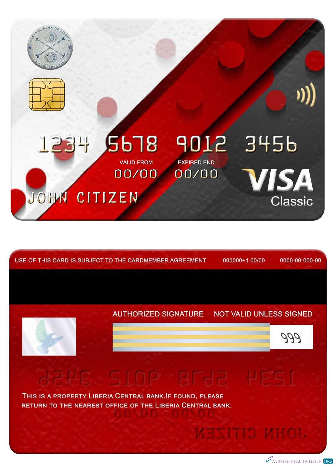Hochwertige Herunterladen Liberia Zentral Bank Visa Classic Karte Photoshop Vorlage