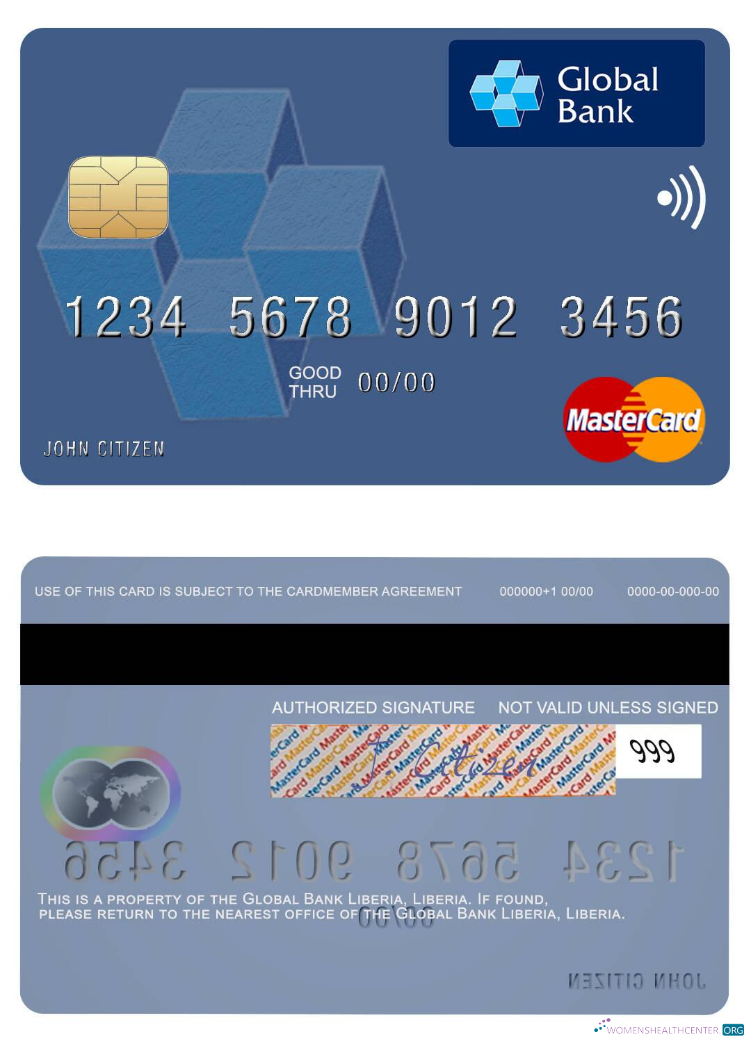 Editierbare Herunterladen Liberia Global Bank Liberia Mastercard Photoshop Vorlage