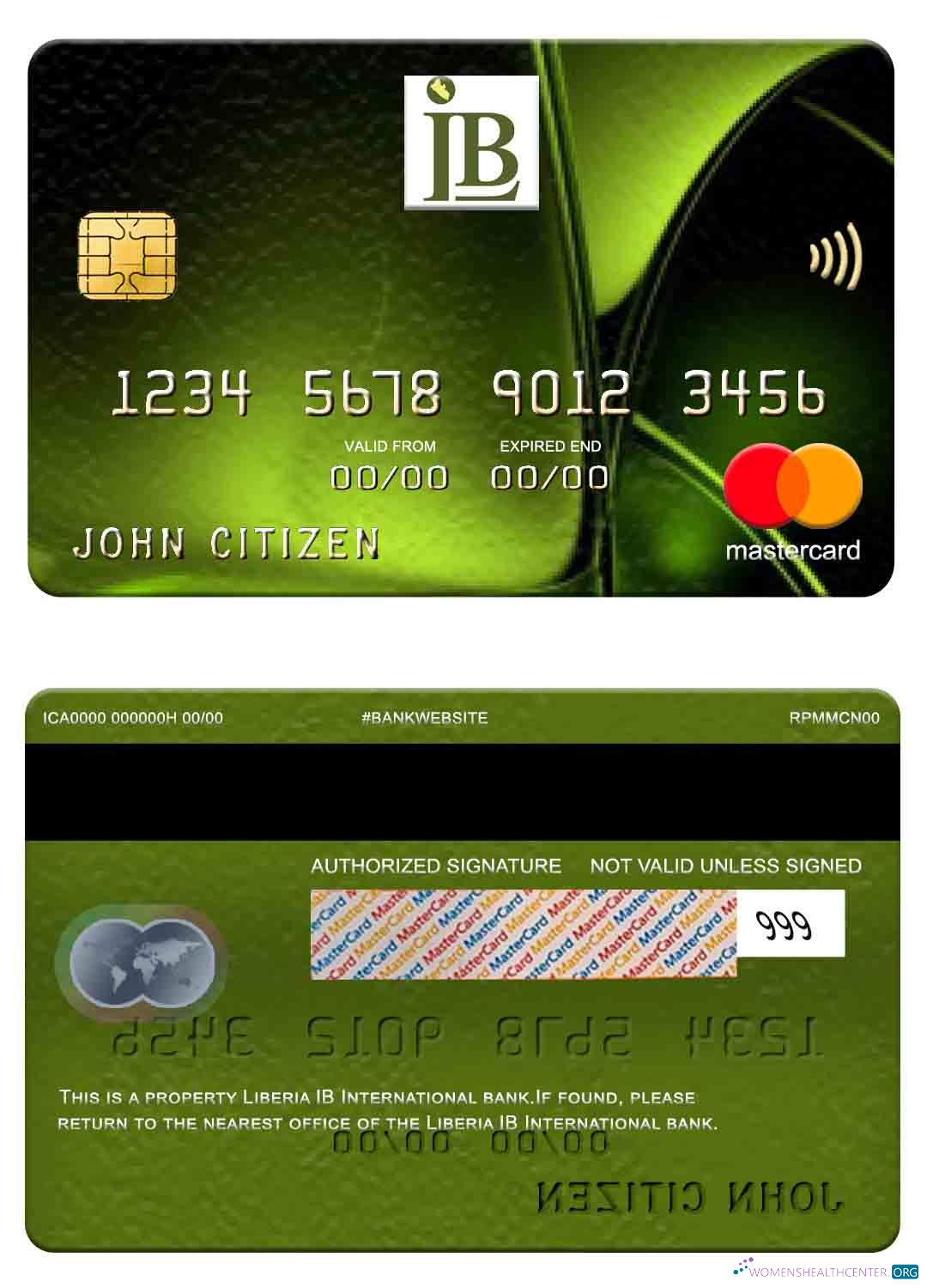 Hochwertige Herunterladen Liberia IB Internationale Bank Mastercard Photoshop Vorlage