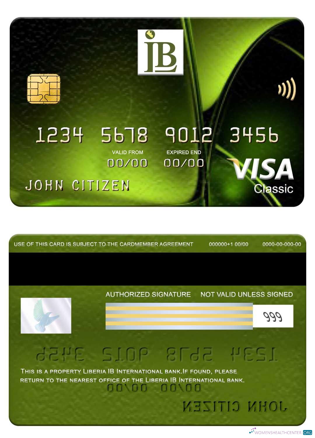 Professionelle Herunterladen Liberia IB Internationale Bank Visa Classic Karte Photoshop Vorlage