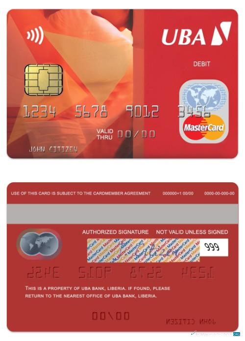 Premium Herunterladen Liberia UBA Bank Debit Mastercard Photoshop Vorlage