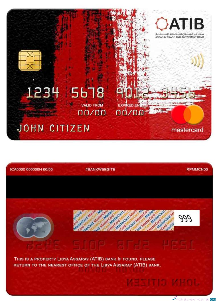 Editierbare Herunterladen Libyen Assaray (ATIB) Bank Mastercard Photoshop Vorlage