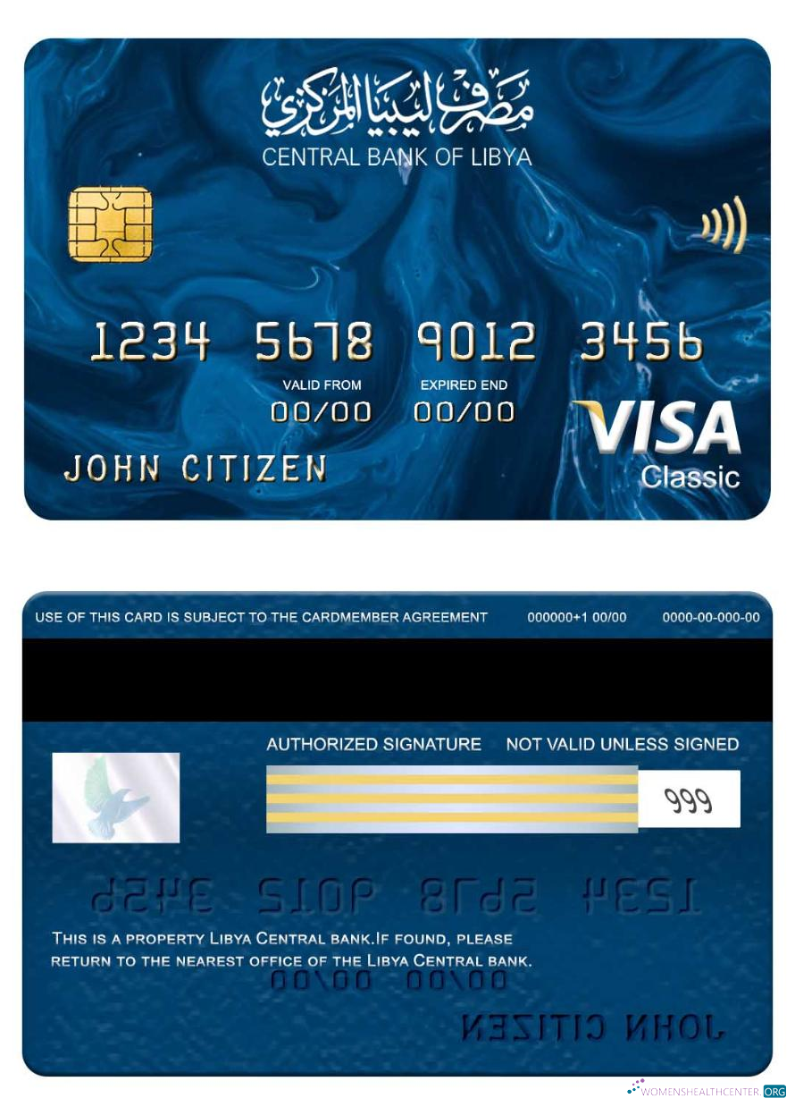 Hochwertige Herunterladen Libyen Zentral Bank Visa Classic Karte Photoshop Vorlage
