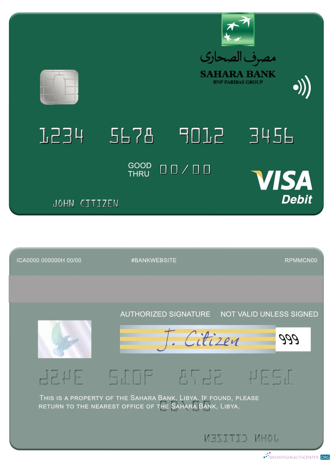 Premium Herunterladen Libyen Sahara Bank Visa Debit Karte Photoshop Vorlage