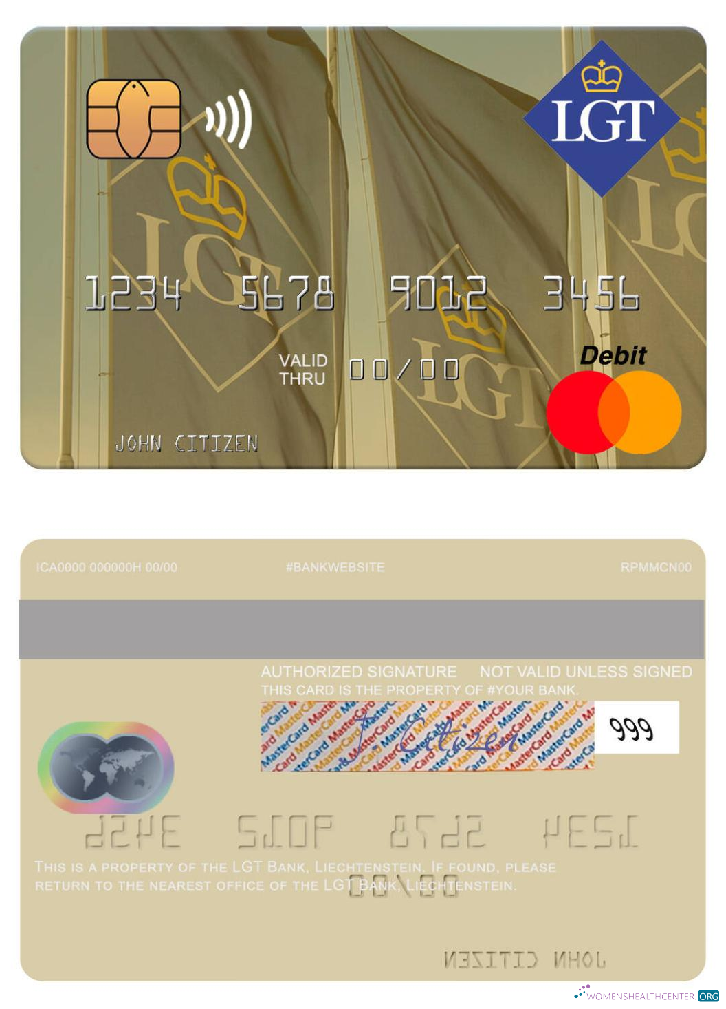 Editierbare Herunterladen Liechtenstein LGT Bank Mastercard Photoshop Vorlage