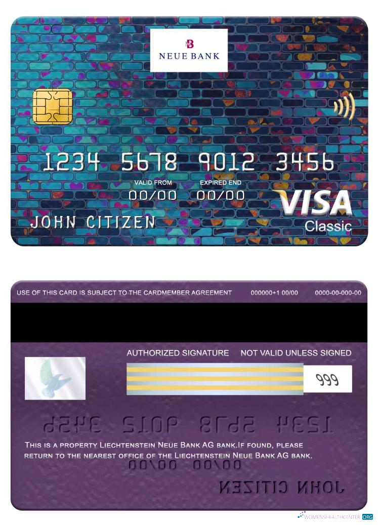 Premium Herunterladen Liechtenstein Neue Bank AG Bank Visa Classic Karte Photoshop Vorlage