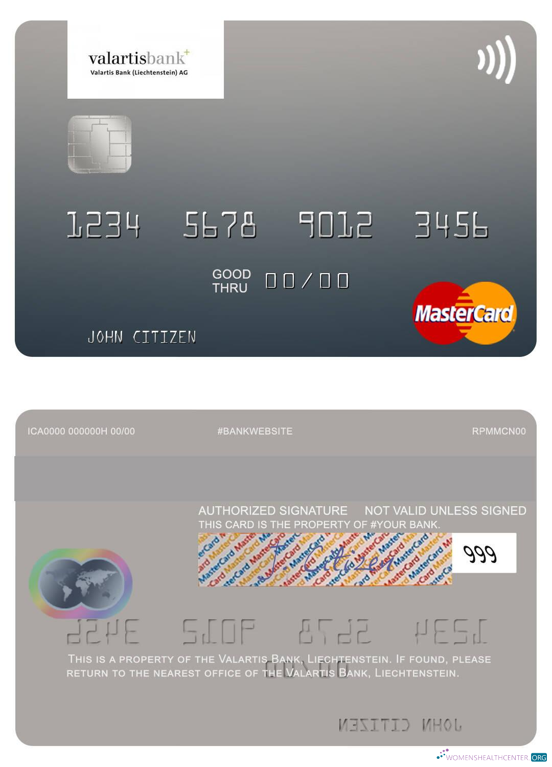 Editierbare Herunterladen Liechtenstein Valartis Bank Mastercard Photoshop Vorlage