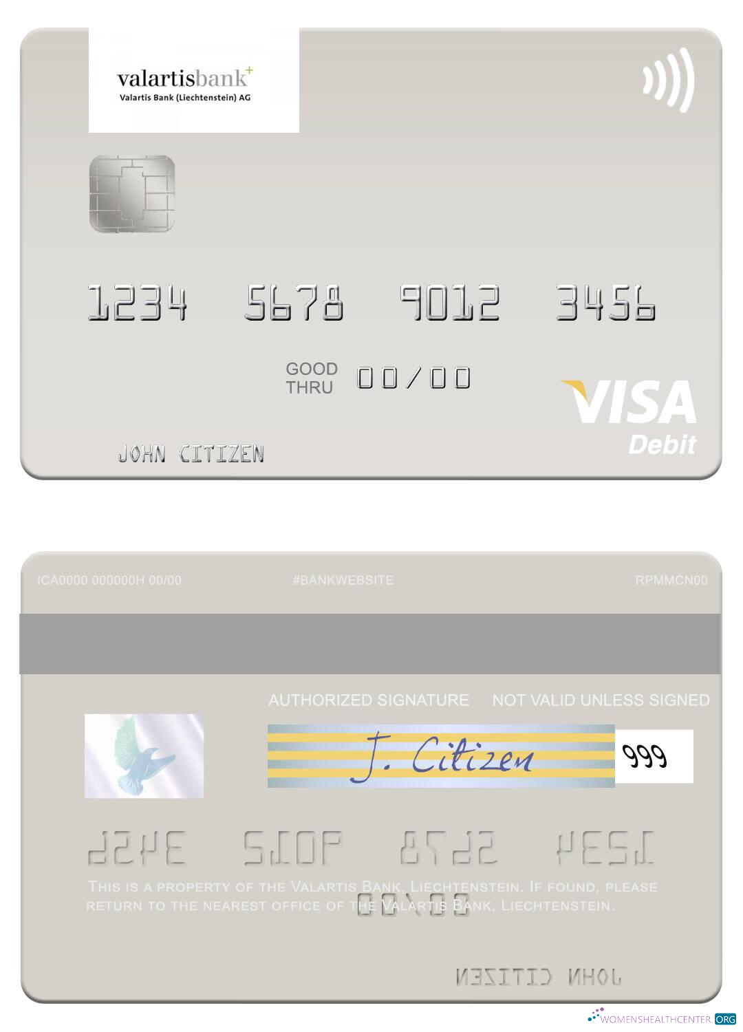 Premium Herunterladen Liechtenstein Valartis Bank Visa Debit Karte Photoshop Vorlage