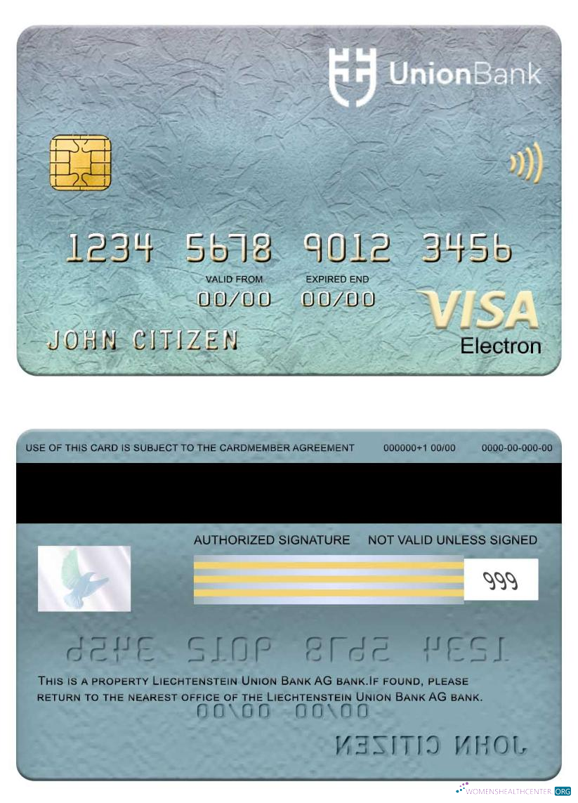 Editierbare Herunterladen Liechtenstein Union Bank Visa Electron Karte Photoshop Vorlage