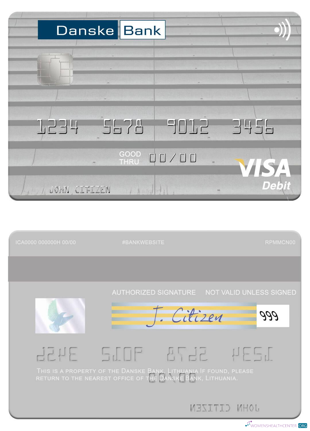Hochwertige Herunterladen Litauen Danske Bank Visa Debit Karte Photoshop Vorlage