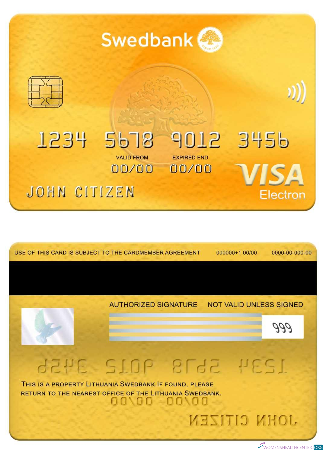 Editierbare Herunterladen Litauen Swedbank Visa Electron Karte Photoshop Vorlage