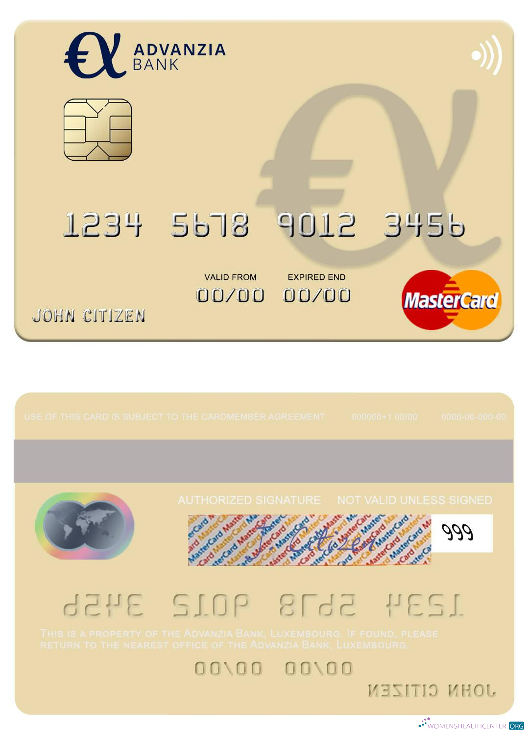 Premium Herunterladen Luxemburg Advanzia Bank Mastercard Photoshop Vorlage