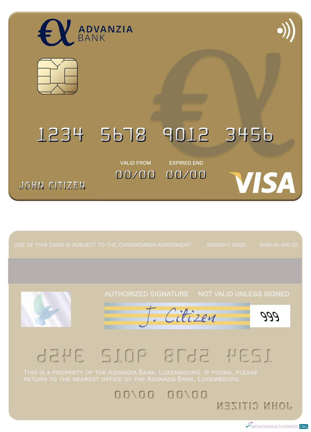 Premium Herunterladen Luxemburg Advanzia Bank Visa Karte Photoshop Vorlage