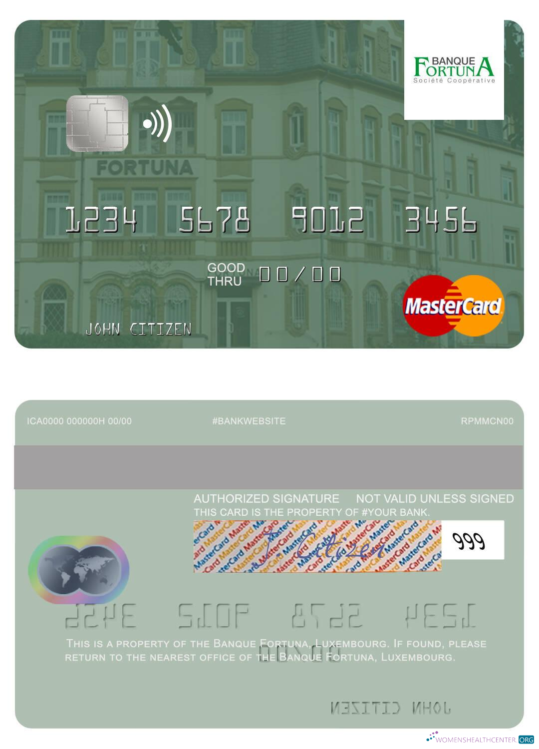Editierbare Herunterladen Luxemburg Banque Fortuna Mastercard Photoshop Vorlage
