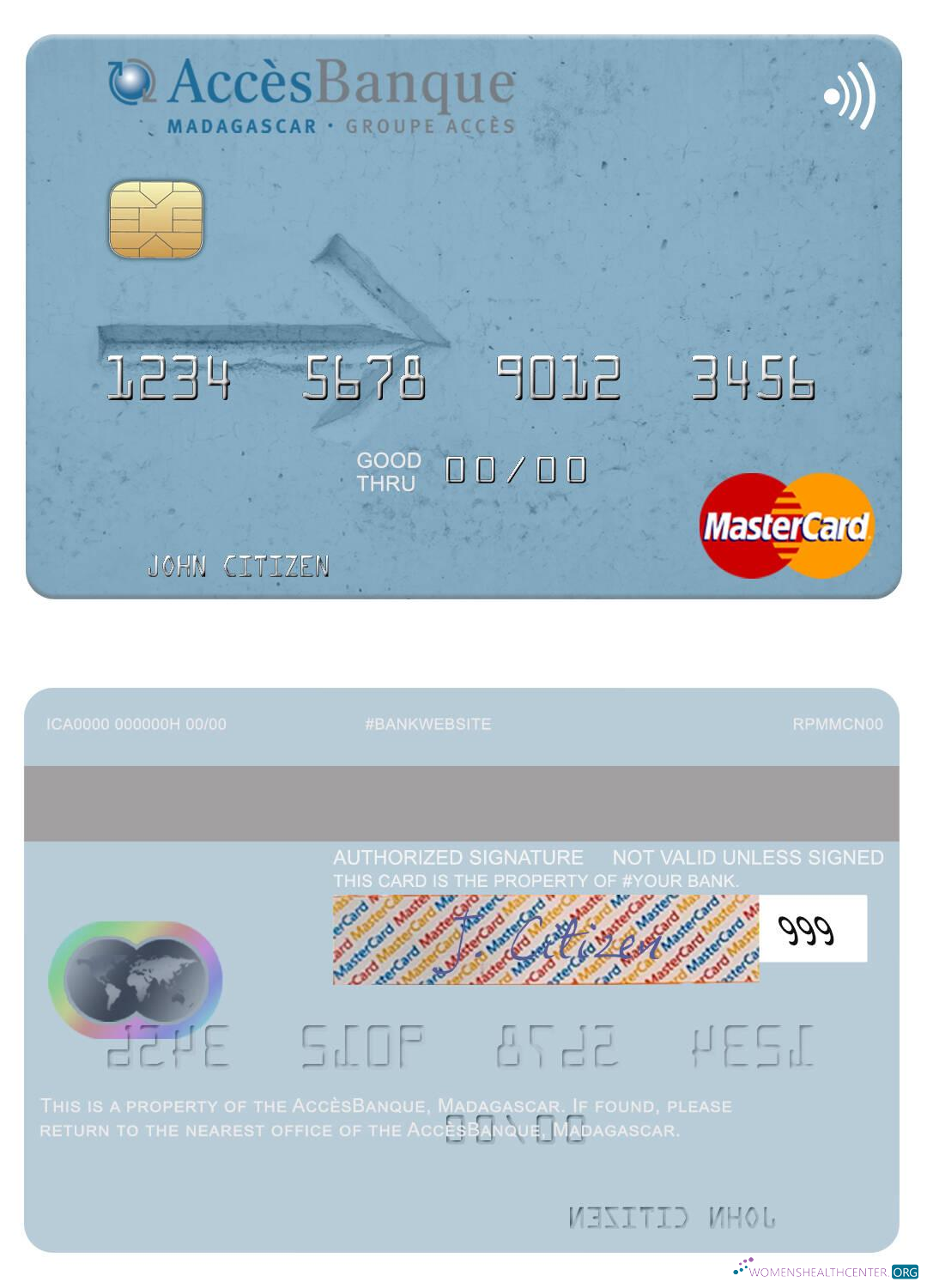 Realistische Herunterladen Madagaskar AccèsBanque Mastercard Photoshop Vorlage
