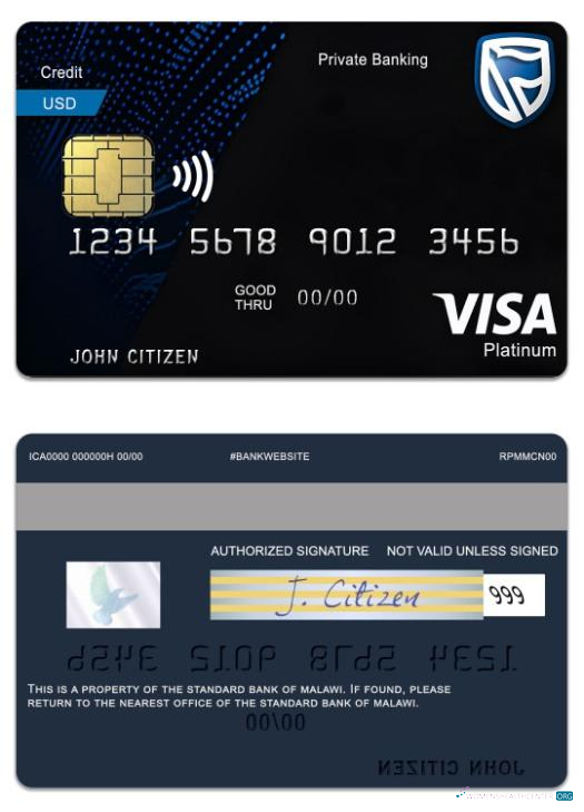 Premium Herunterladen Malawi The Standard Bank Platin Debit Visa Karte Photoshop Vorlage