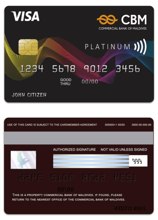 Premium Herunterladen Malediven Kommerziell Bank von Malediven Visa Platin Karte Photoshop Vorlage