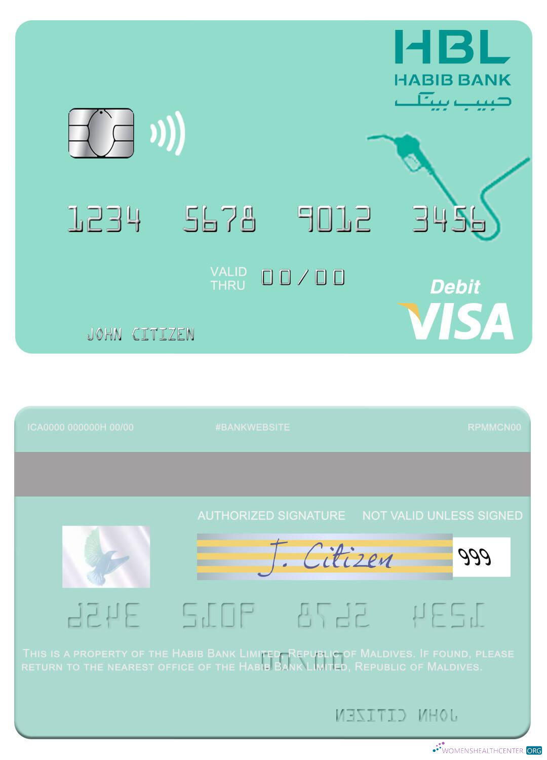 Editierbare Herunterladen Malediven Habib Bank GmbH Visa Debit Karte Photoshop Vorlage