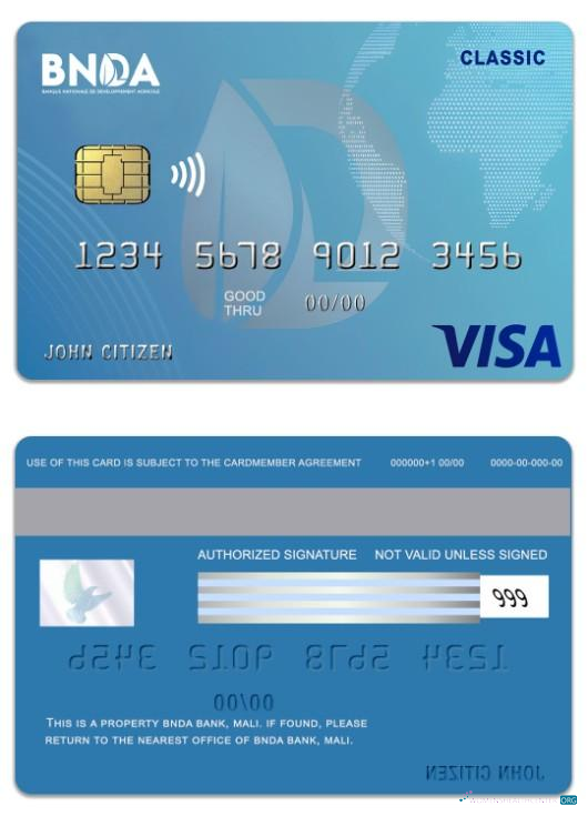 Premium Herunterladen Mali BNDA Bank Visa Classic Karte Photoshop Vorlage