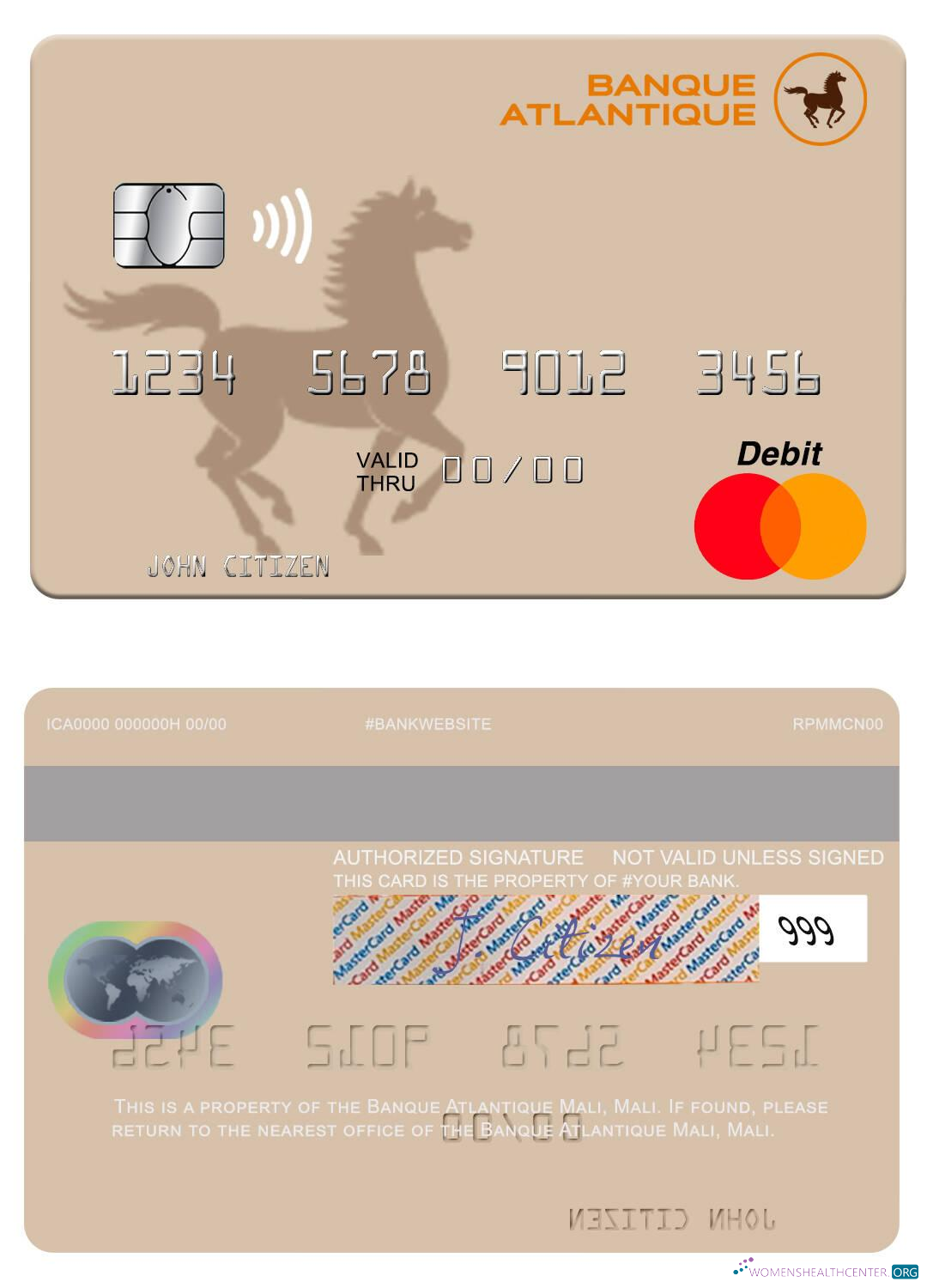 Professionelle Herunterladen Mali Banque Atlantique Mali Mastercard Photoshop Vorlage