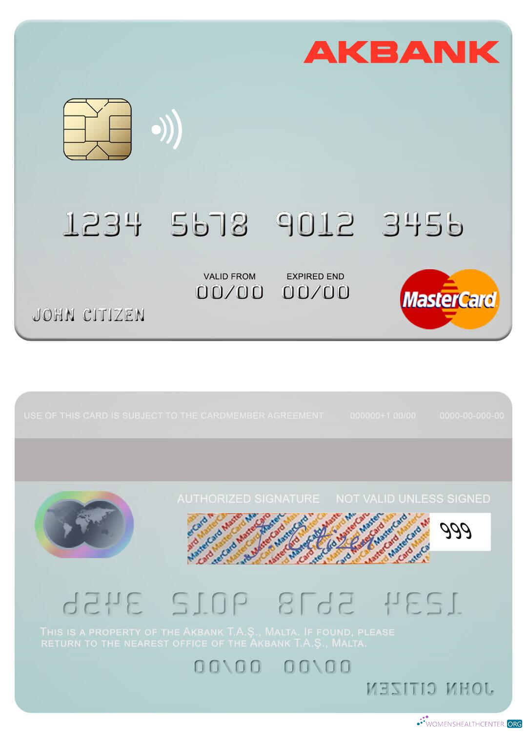 Hochwertige Herunterladen Malta Akbank T.A.Ş. Mastercard Photoshop Vorlage