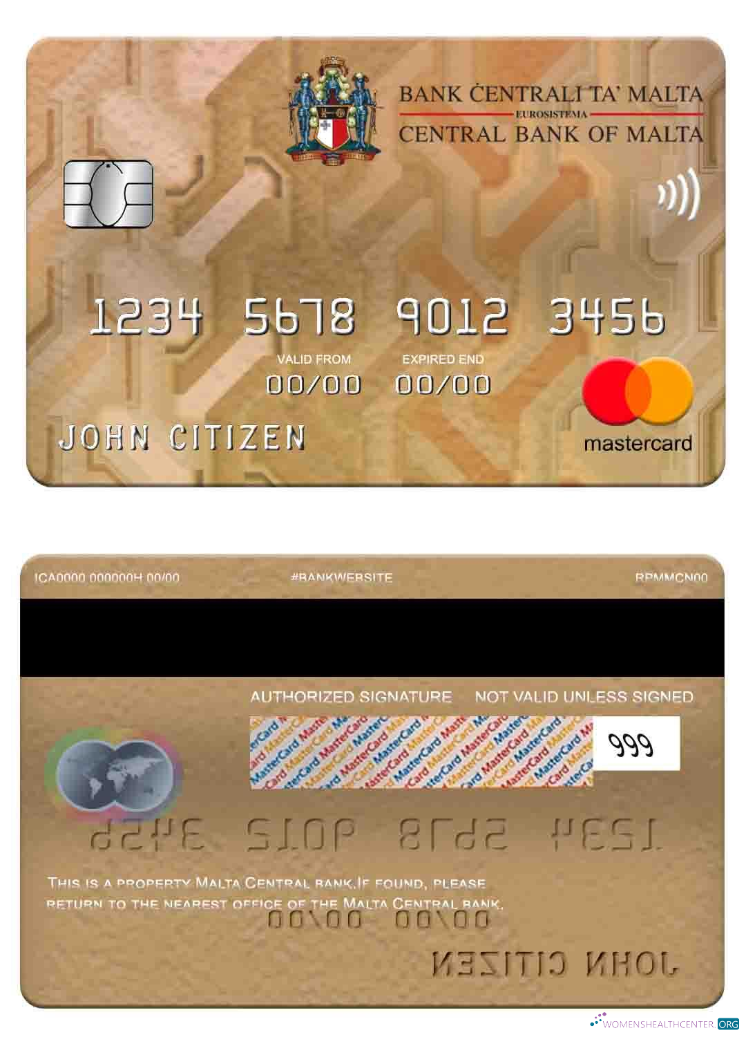 Professionelle Herunterladen Malta Zentral Bank Mastercard Photoshop Vorlage