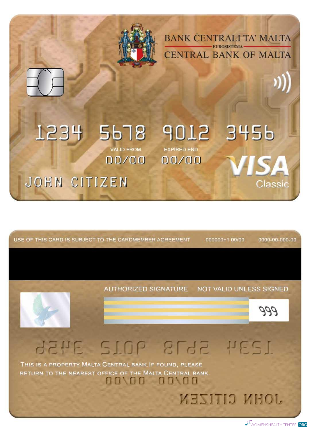 Realistische Herunterladen Malta Zentral Bank Visa Classic Karte Photoshop Vorlage