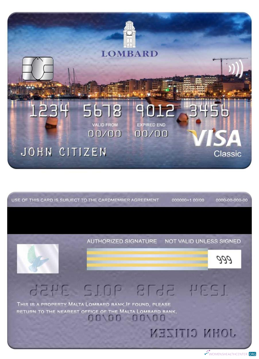 Hochwertige Herunterladen Malta Lombard Bank Visa Classic Karte Photoshop Vorlage