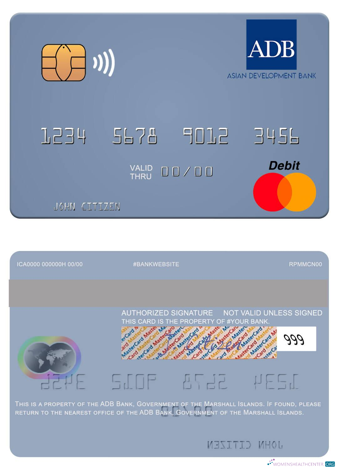 Editierbare Herunterladen Marshall Inseln ADB Bank Mastercard Photoshop Vorlage