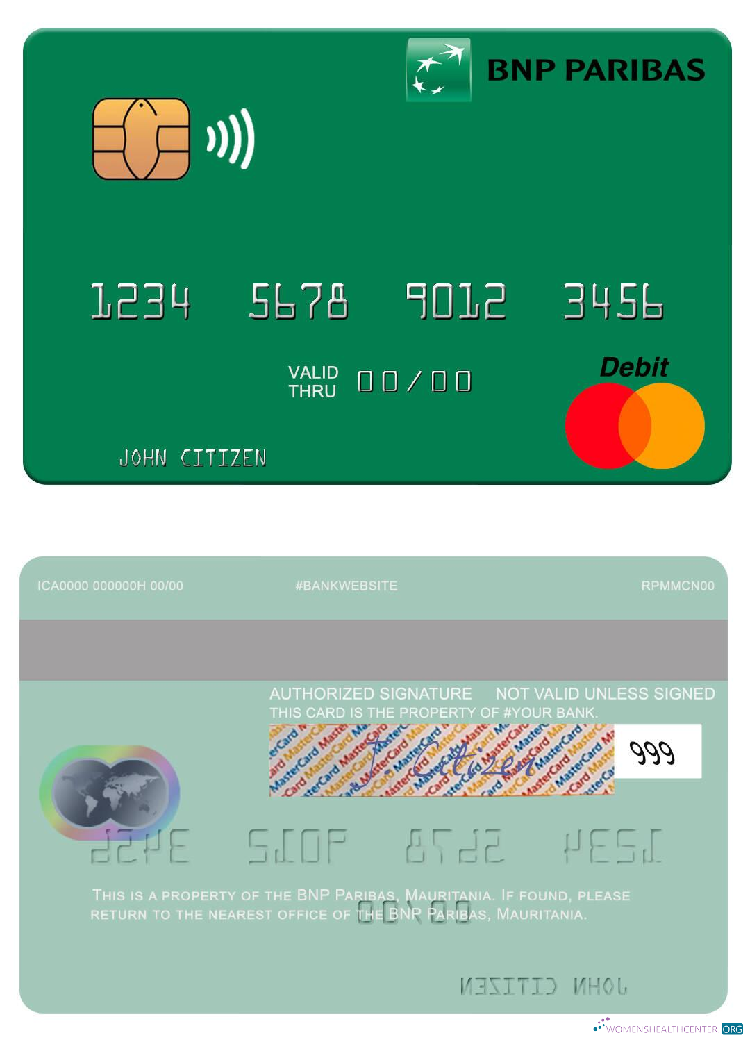 Realistische Herunterladen Mauretanien BNP Paribas Mastercard Photoshop Vorlage