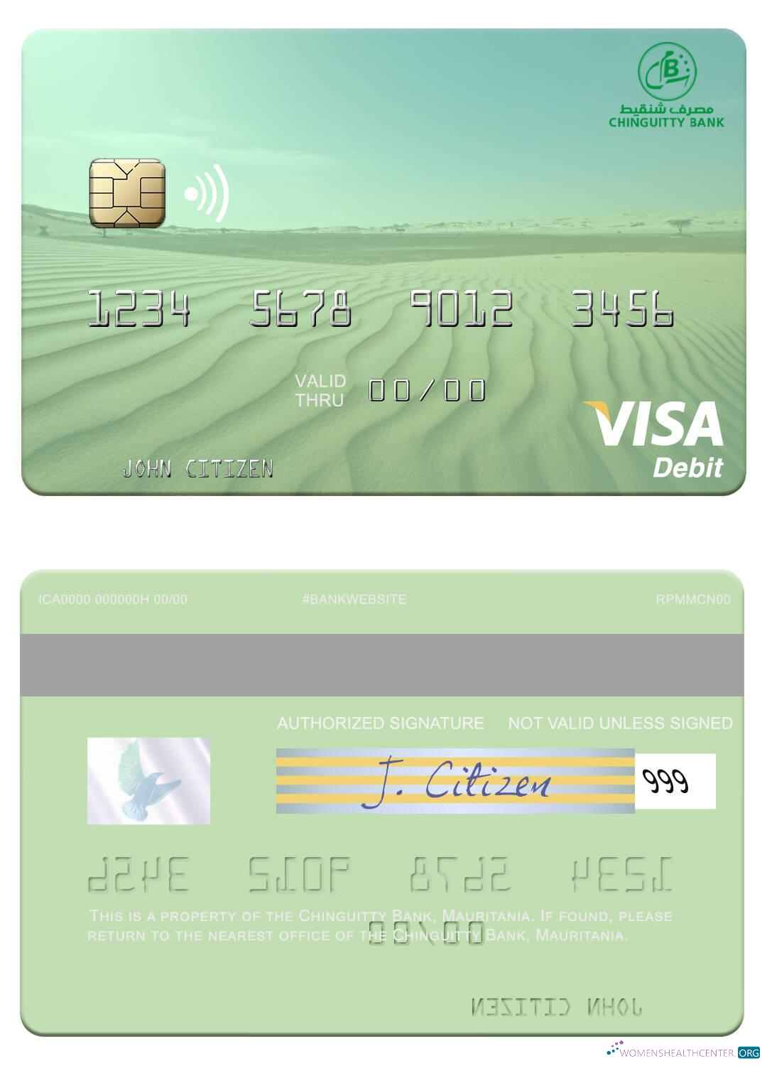 Professionelle Herunterladen Mauretanien Chinguitty Bank Visa Debit Karte Photoshop Vorlage