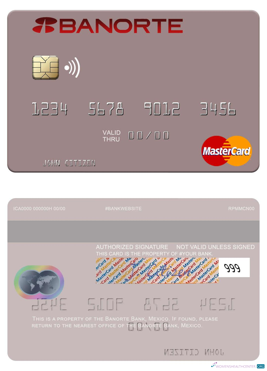 Hochwertige Herunterladen Mexiko Banorte Bank Mastercard Photoshop Vorlage