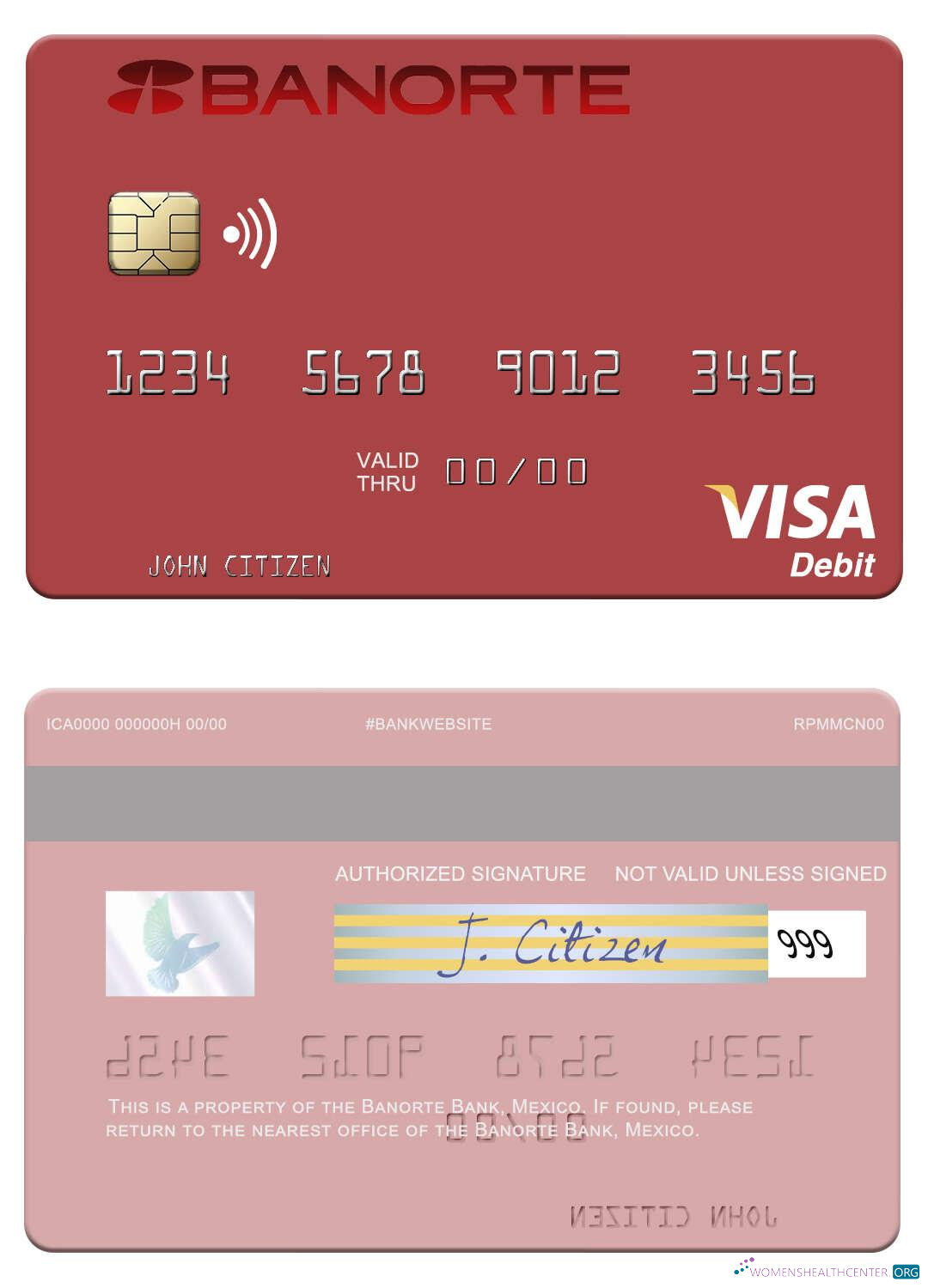 Professionelle Herunterladen Mexiko Banorte Bank Visa Debit Karte Photoshop Vorlage