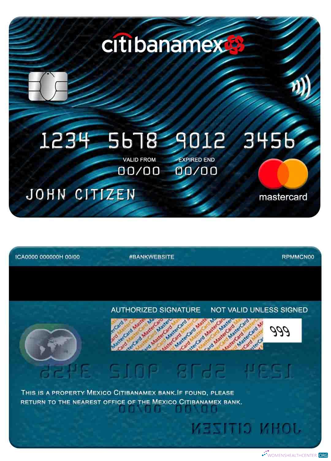 Realistische Herunterladen Mexiko Citibanamex Bank Mastercard Photoshop Vorlage