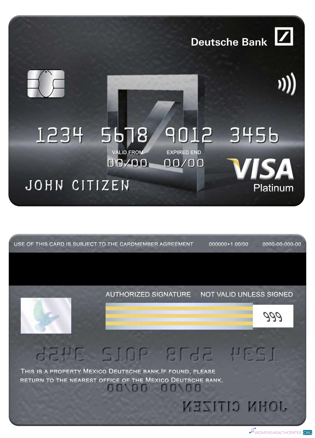 Hochwertige Herunterladen Mexiko Deutsche Bank Visa Platin Karte Photoshop Vorlage