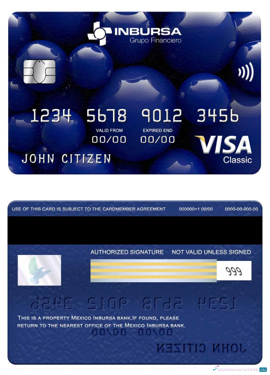 Hochwertige Herunterladen Mexiko Inbursa Bank Visa Classic Karte Photoshop Vorlage