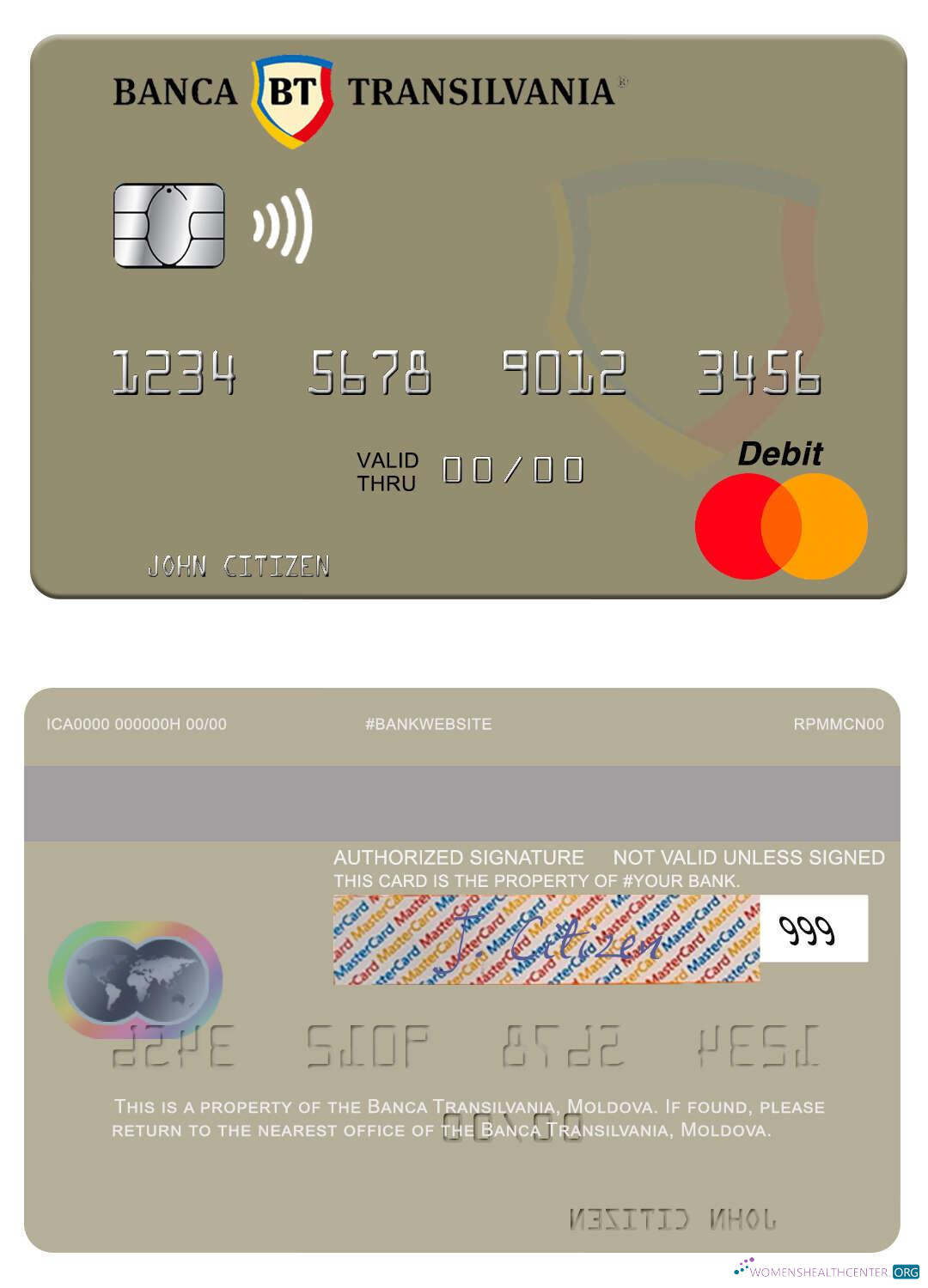 Realistische Herunterladen Moldawien Banca Transilvania Mastercard Photoshop Vorlage