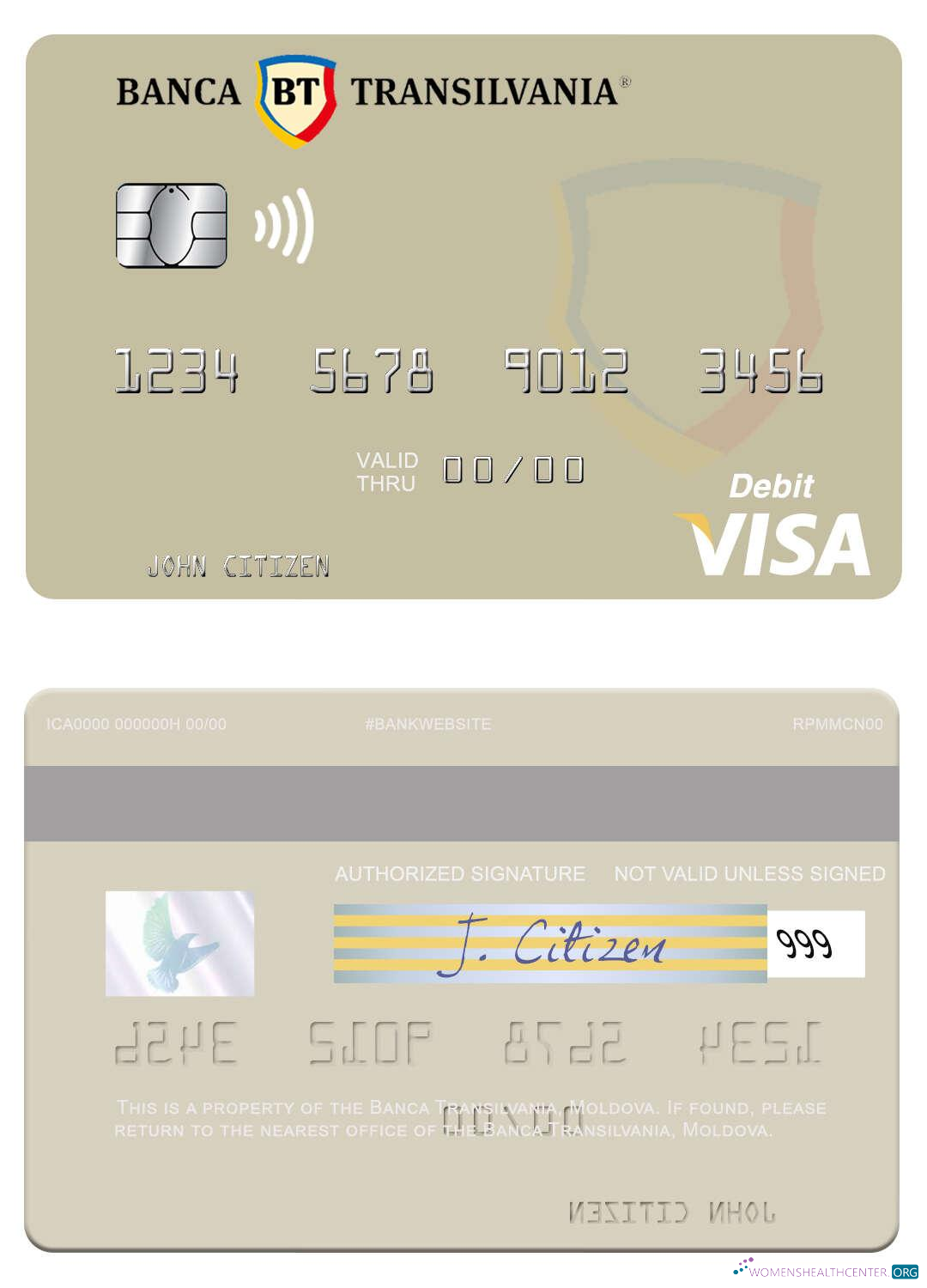 Hochwertige Herunterladen Moldawien Banca Transilvania Visa Debit Karte Photoshop Vorlage