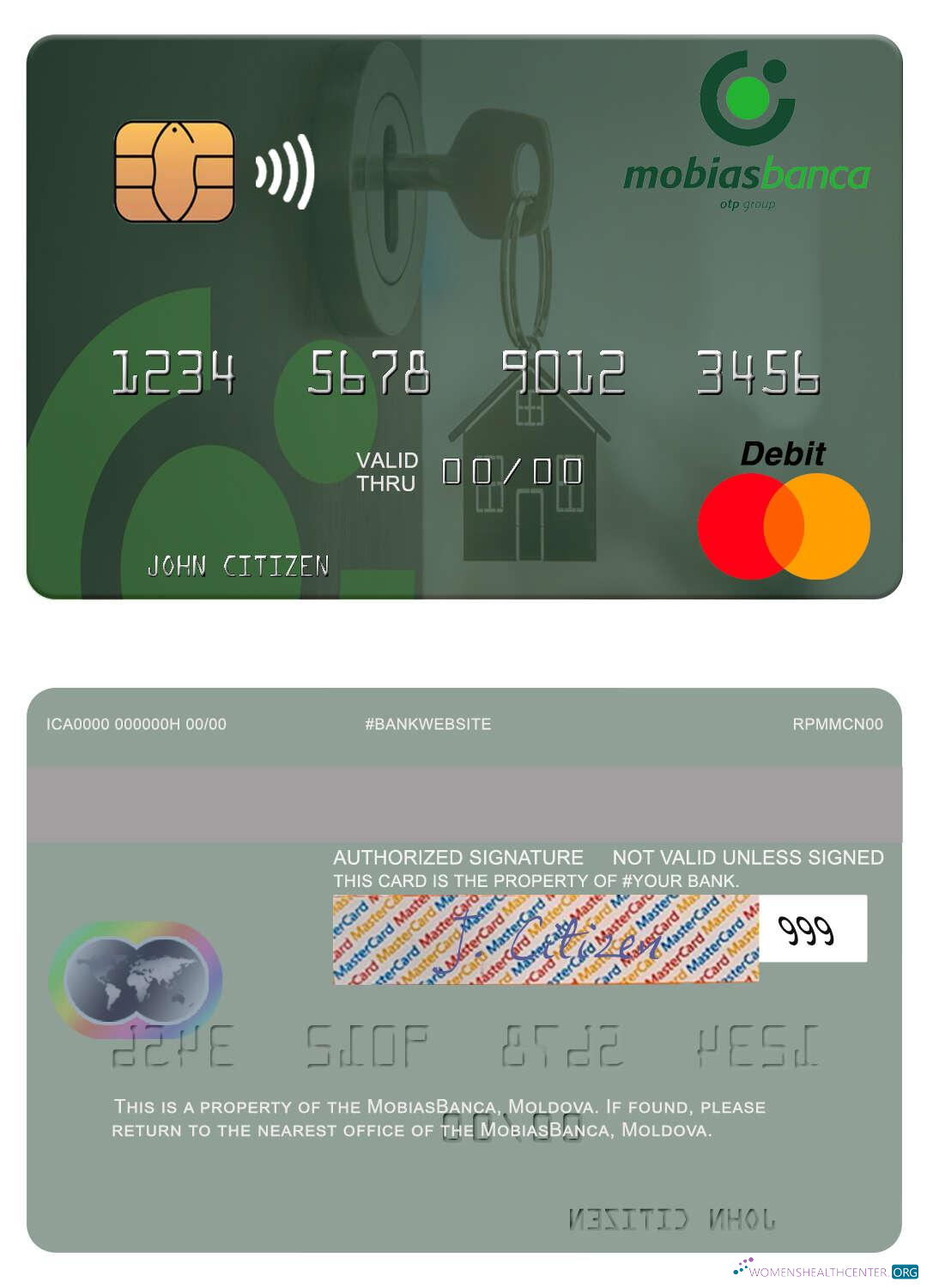 Editierbare Herunterladen Moldawien MobiasBanca Mastercard Photoshop Vorlage