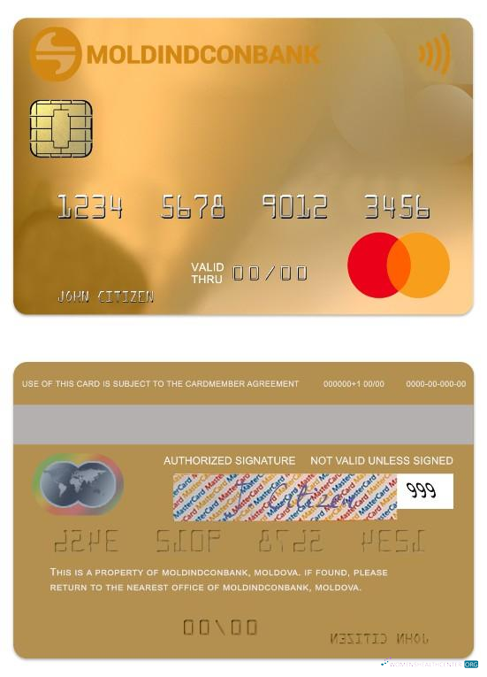 Hochwertige Herunterladen Moldawien MoldindconBank Gold Kredit Mastercard Photoshop Vorlage